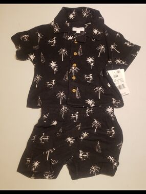 Black Palm Print Kids Matching Set by Carter's - 12M